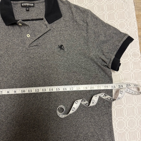 Express Men’s Polo Shirt | Size XL Grey Black Cotton Short Sleeve - Picture 4 of 7